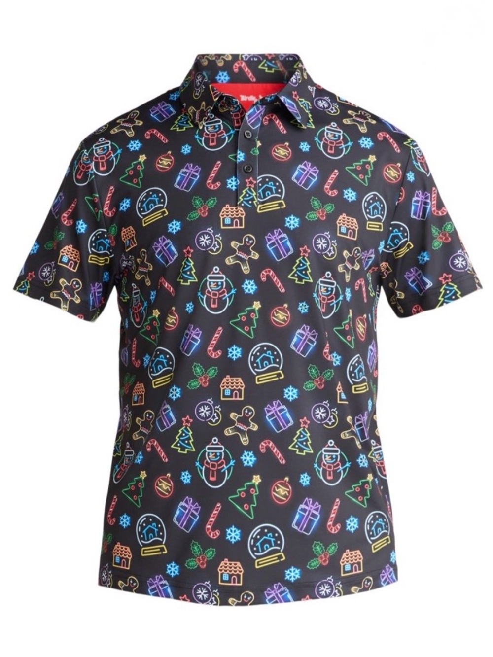 Birdie Bound Mens Golf Polo Shirt 3XL Christmas Neon Holiday Novelty Stretch Top